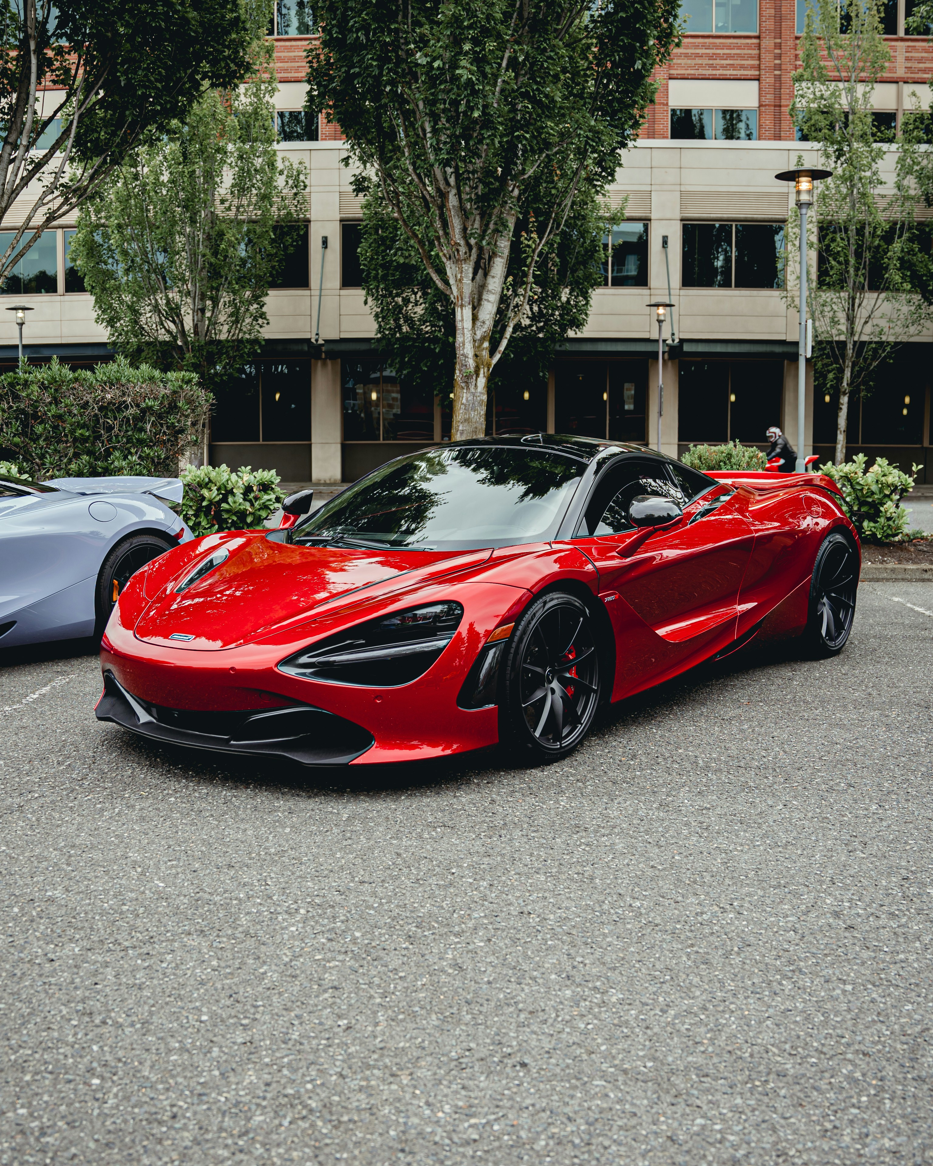 Red supercar parked outdoors