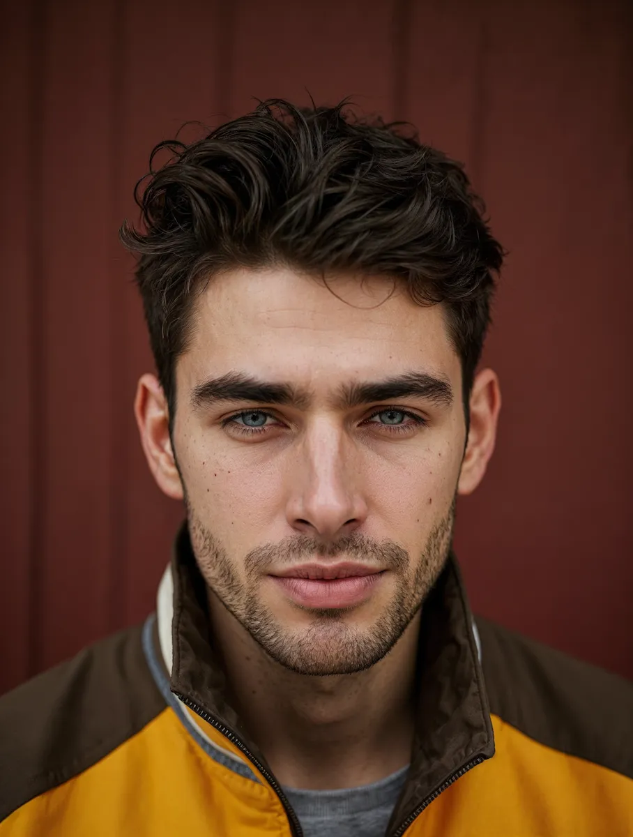 a man standing in front of a fence